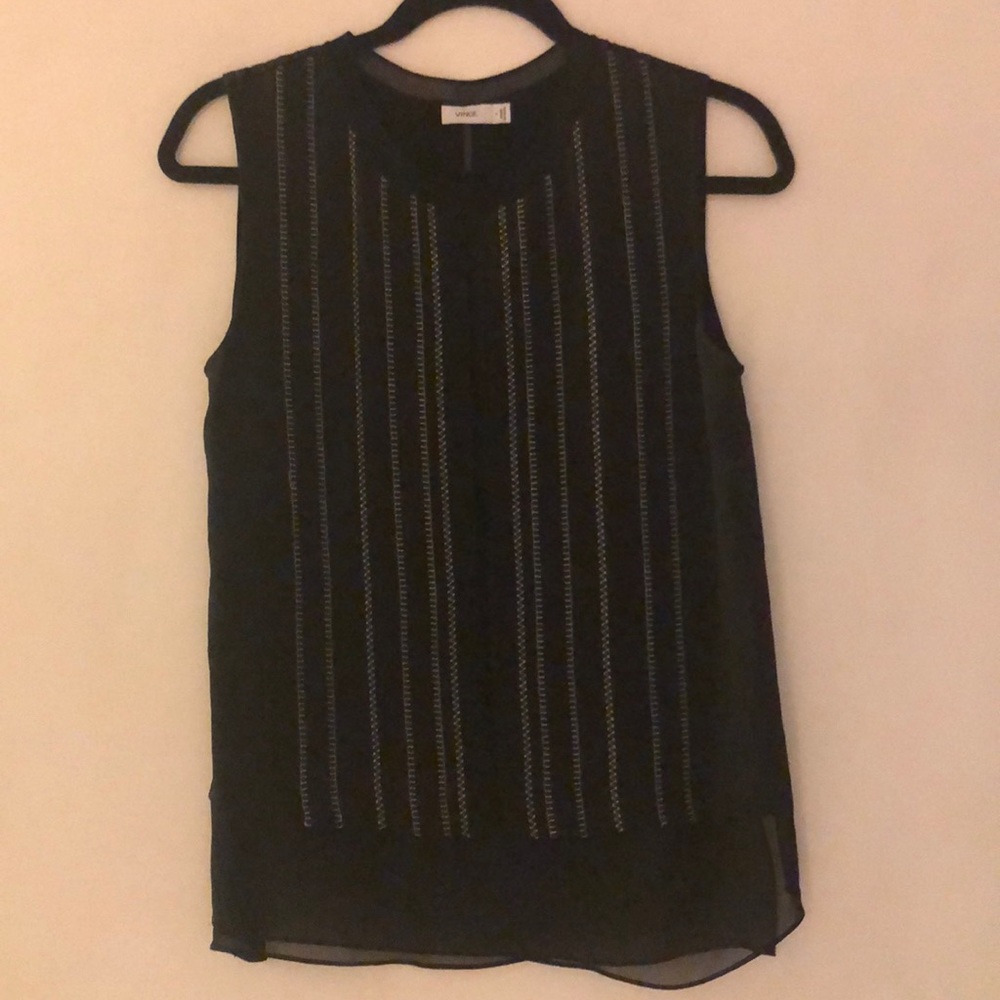 VINCE sleeveless silk panel top